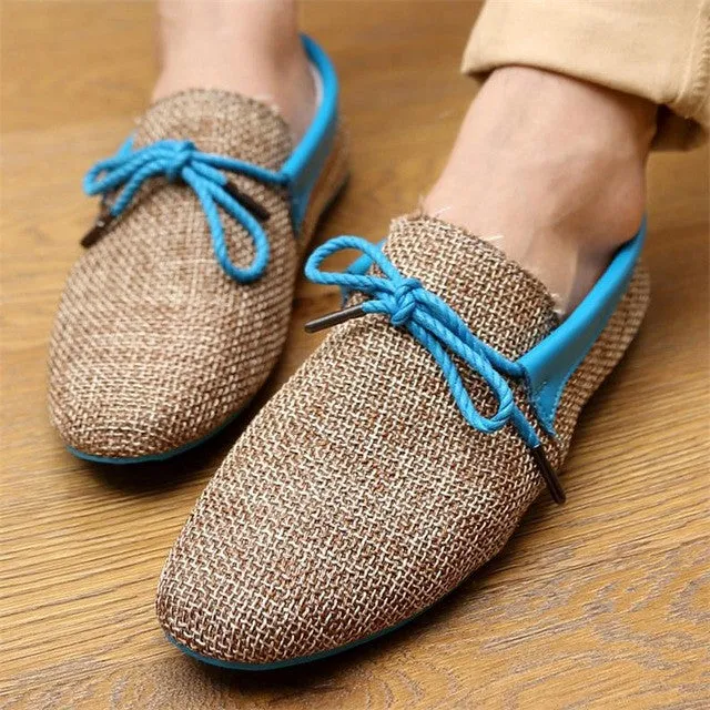 2017 Summer Mens Loafers Casual Flat Shoes Knitted Woven Shoes Breatbale Natural Male Convenient Driving Shoes Flats Big Size 45 Slippers Sloth