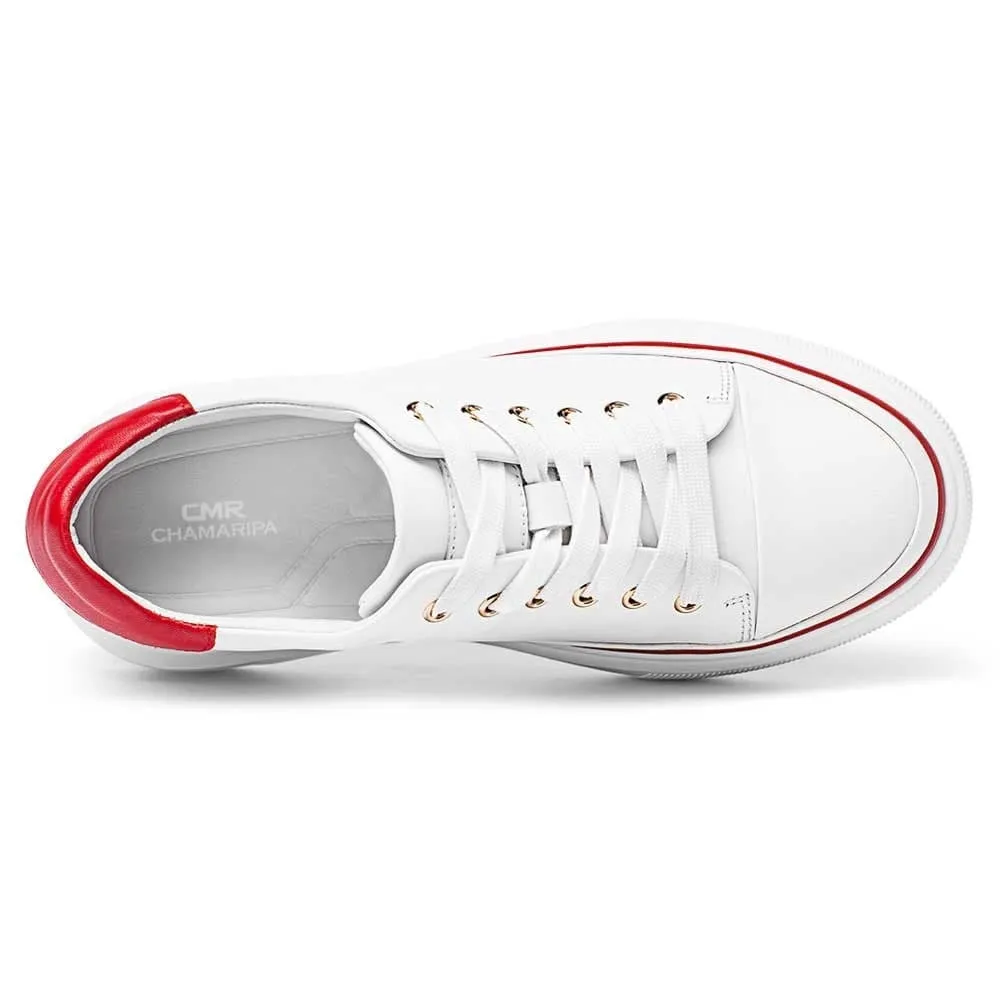 Mk Sneakers 7 CM / 2.76 Inches CMR CHAMARIPA Height Increasing Sports Shoes: Elevator Sneakers for Women - White Leather Sneakers