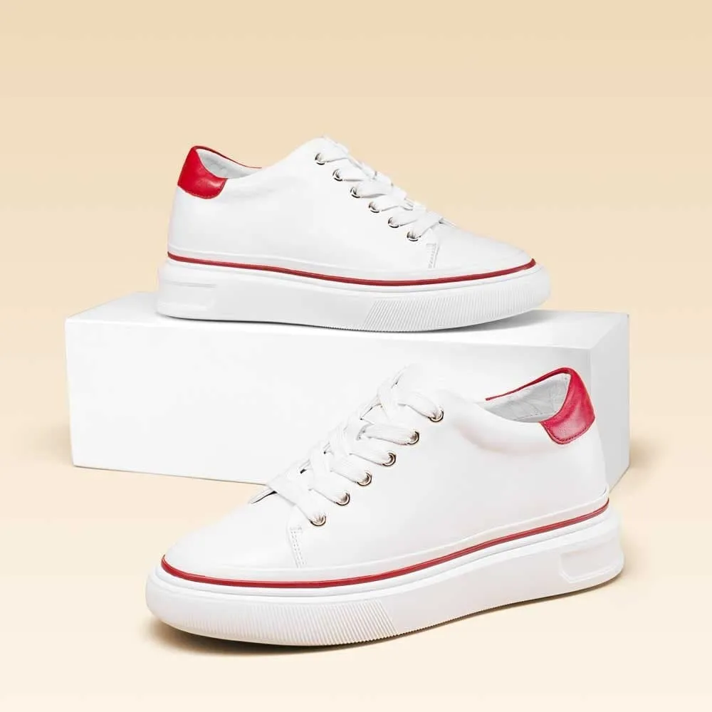 Dress Shoes That Feel Like Sneakers 7 CM / 2.76 Inches CMR CHAMARIPA Height Increasing Sports Shoes: Elevator Sneakers for Women - White Leather Sneakers