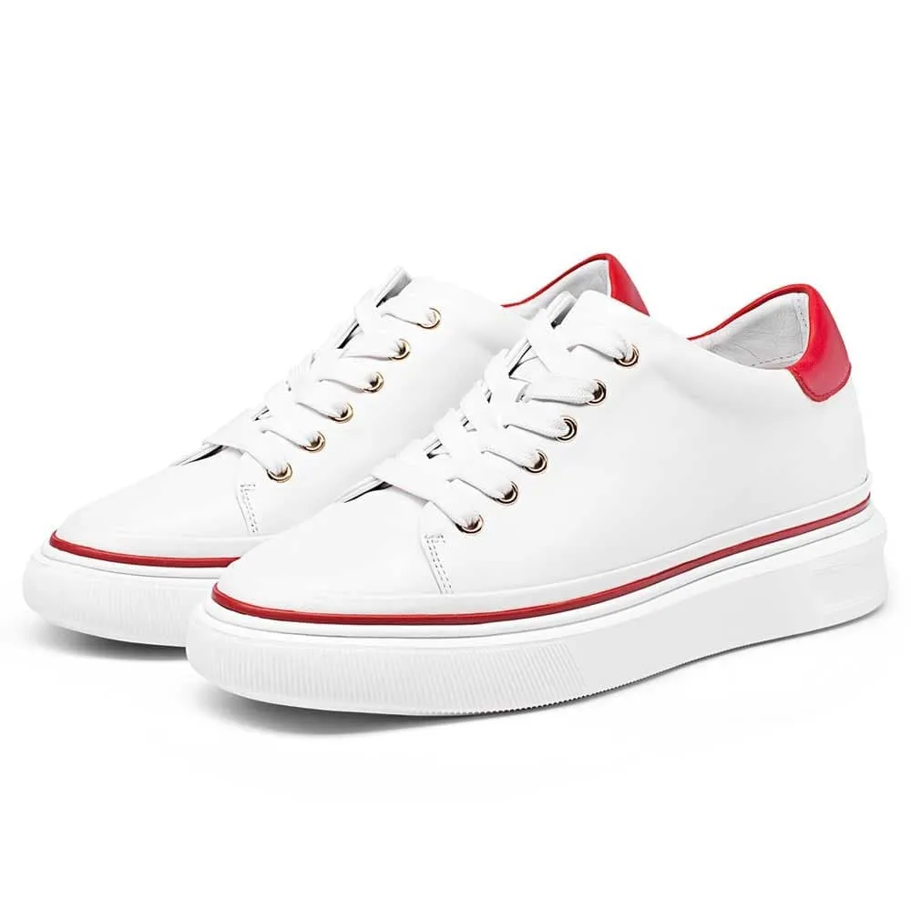 Sneakers Bar And Grill Menu 7 CM / 2.76 Inches CMR CHAMARIPA Height Increasing Sports Shoes: Elevator Sneakers for Women - White Leather Sneakers