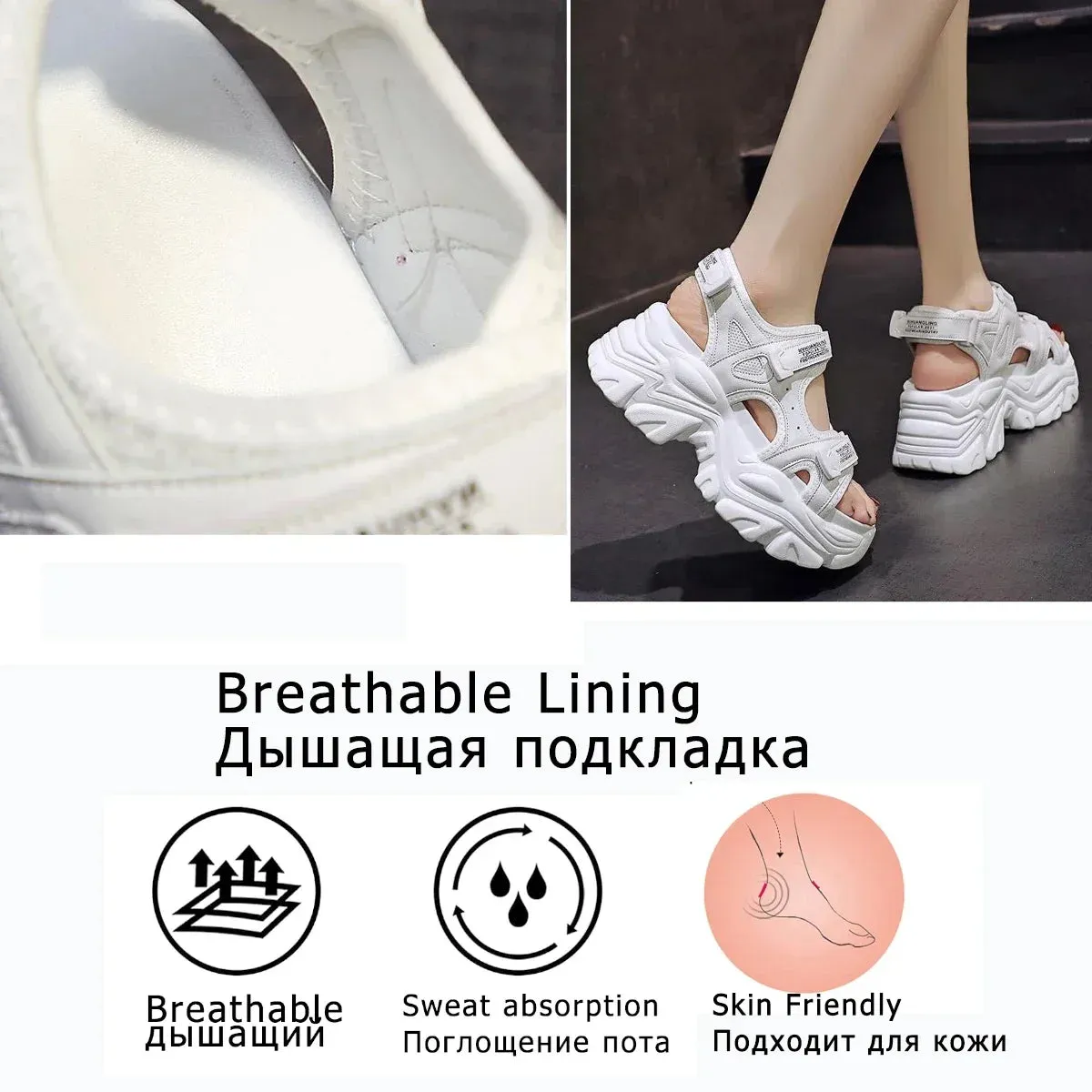 Hotel Sandals Royal Caribbean Montego Bay 8cm Women Sandals Platform Thick Sole Chunky Shoes Platform Ins Casual Summer Shoes Sandals Beige Black Comfortable