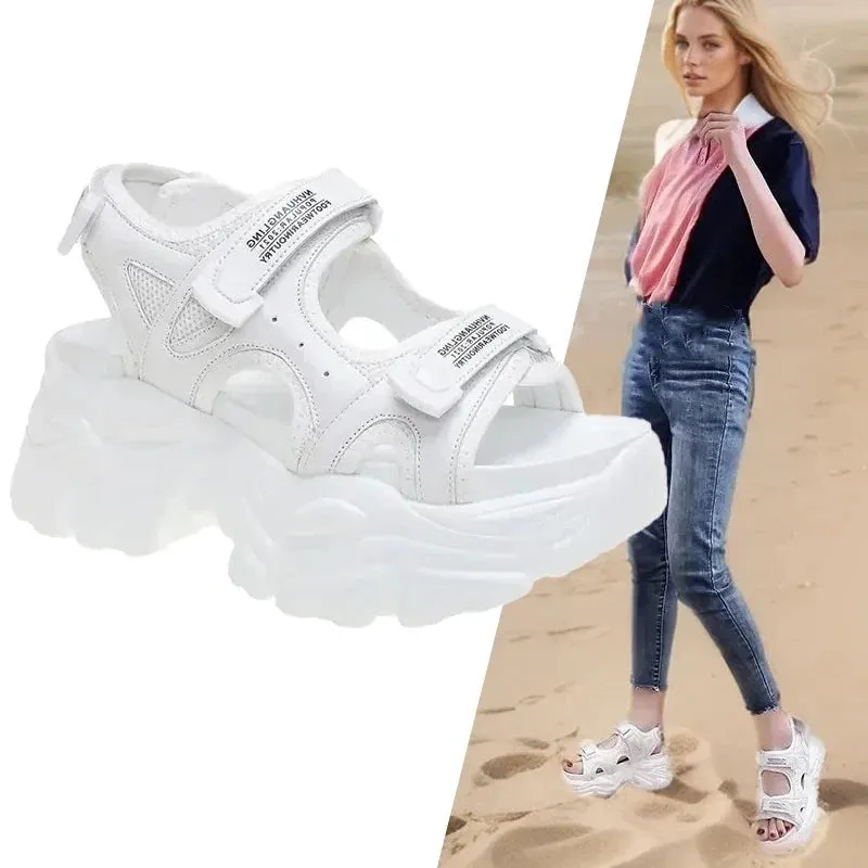 Hotels In Barbados 8cm Women Sandals Platform Thick Sole Chunky Shoes Platform Ins Casual Summer Shoes Sandals Beige Black Comfortable