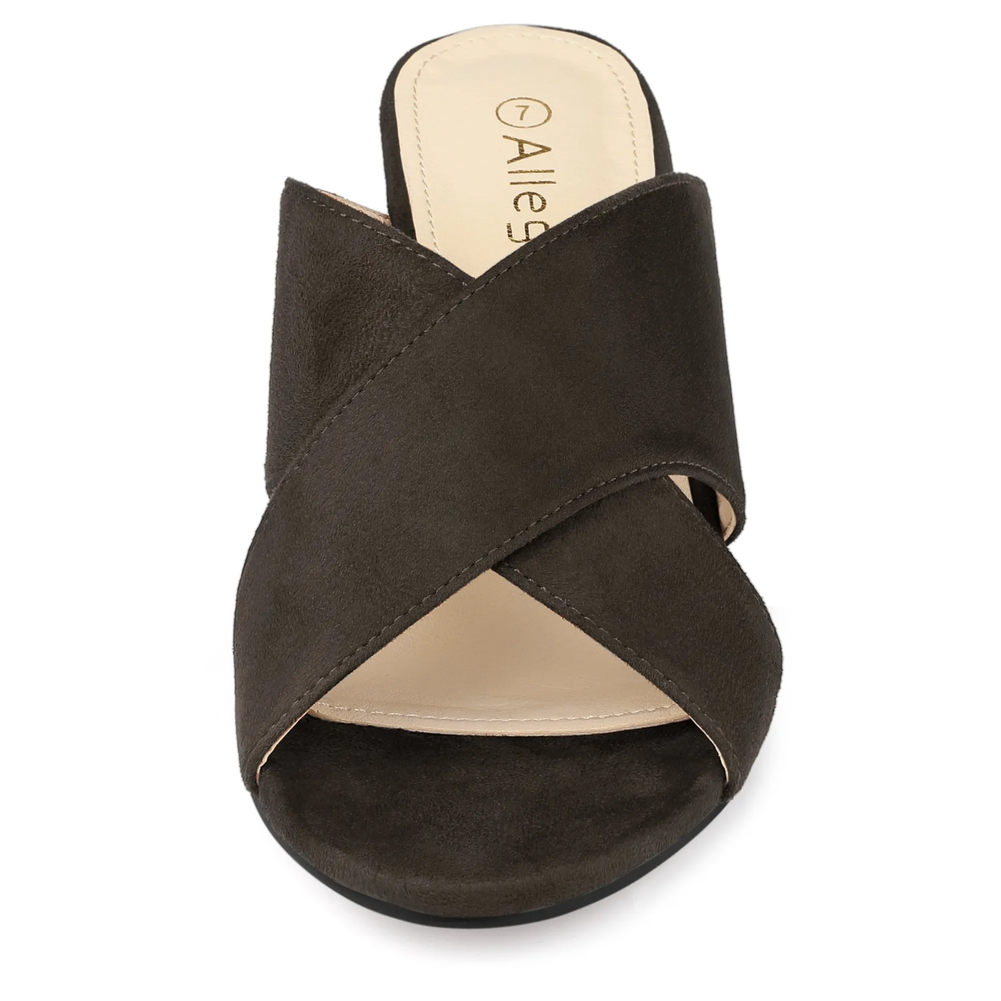 Rockstu Crisscross Strap Block Heel Slide Sandals