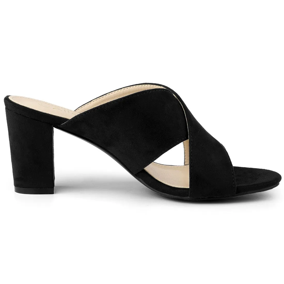 Monolith Sandals Crisscross Strap Block Heel Slide Sandals