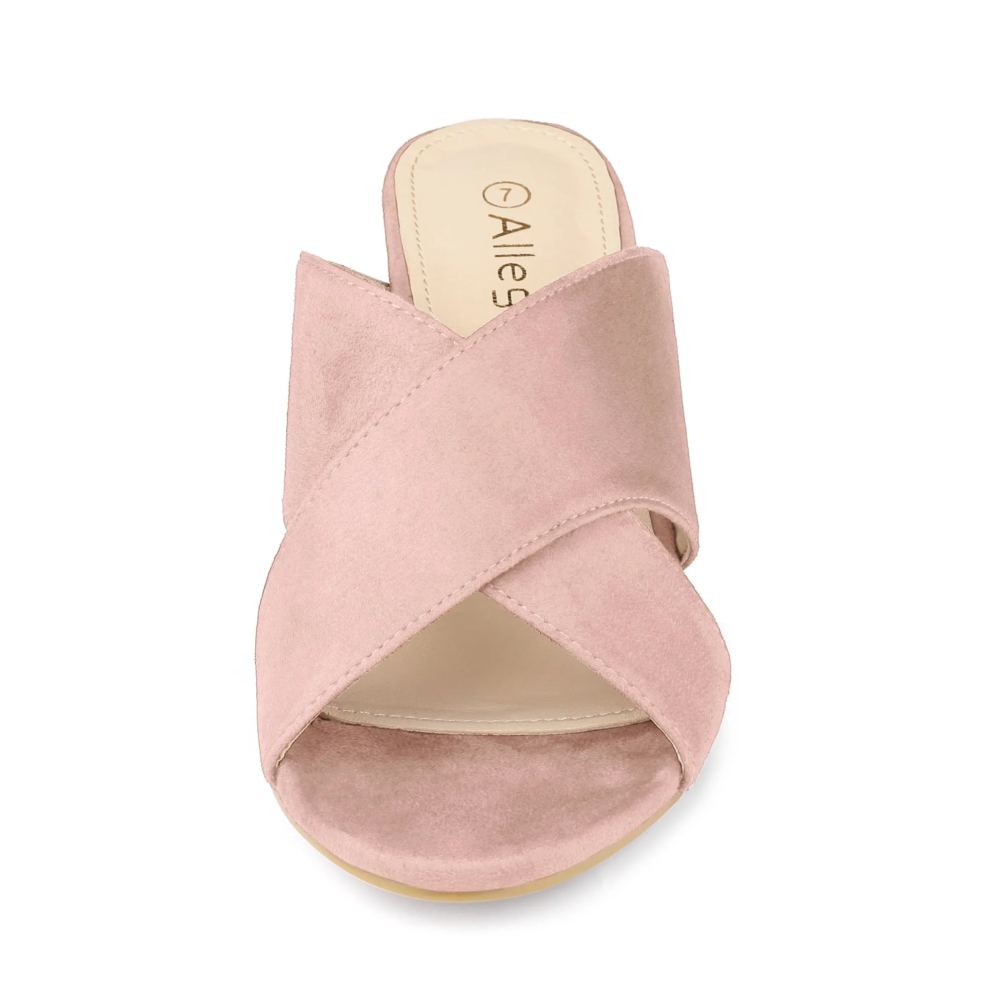 Crisscross Strap Block Heel Slide Sandals