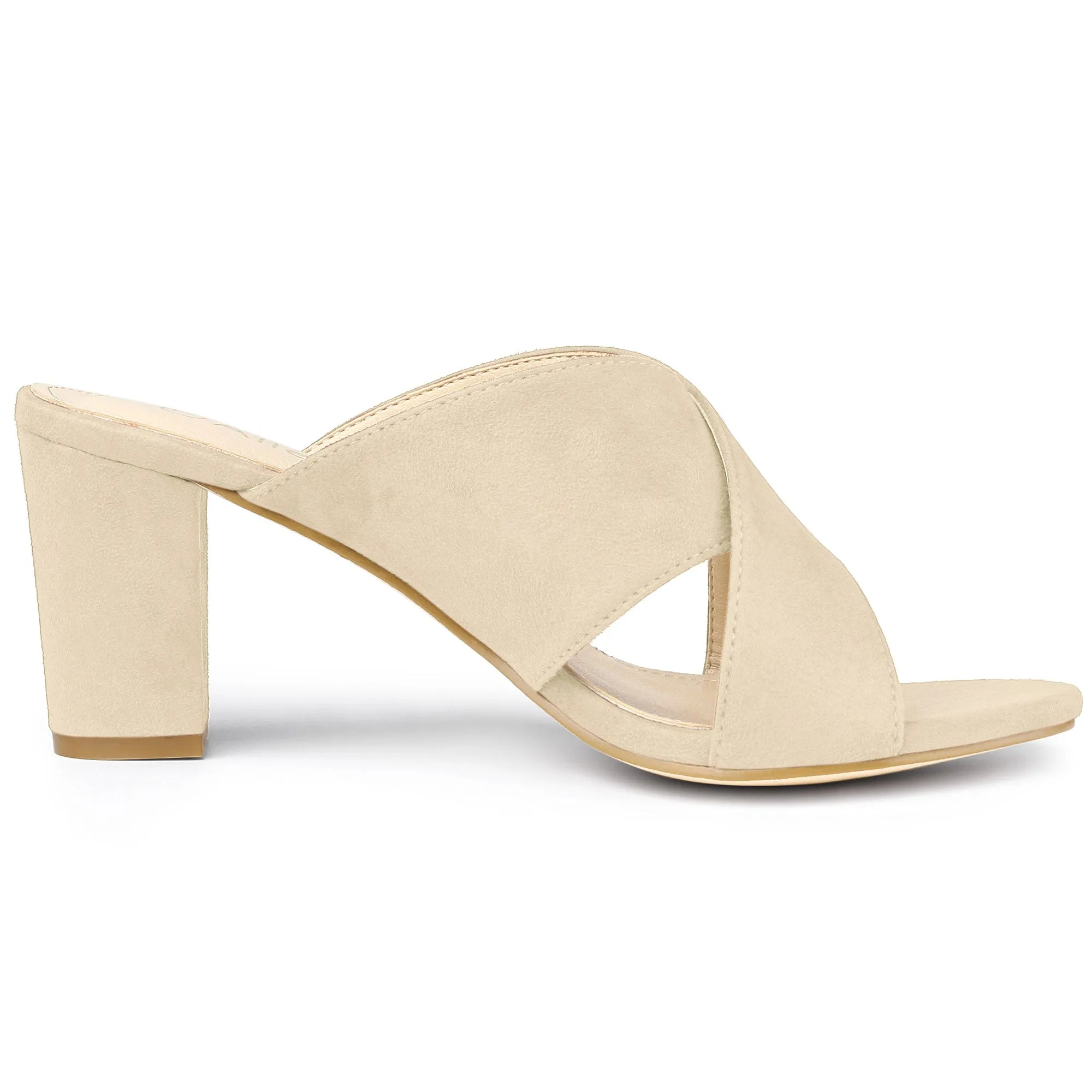 Jeans And Sandals Crisscross Strap Block Heel Slide Sandals