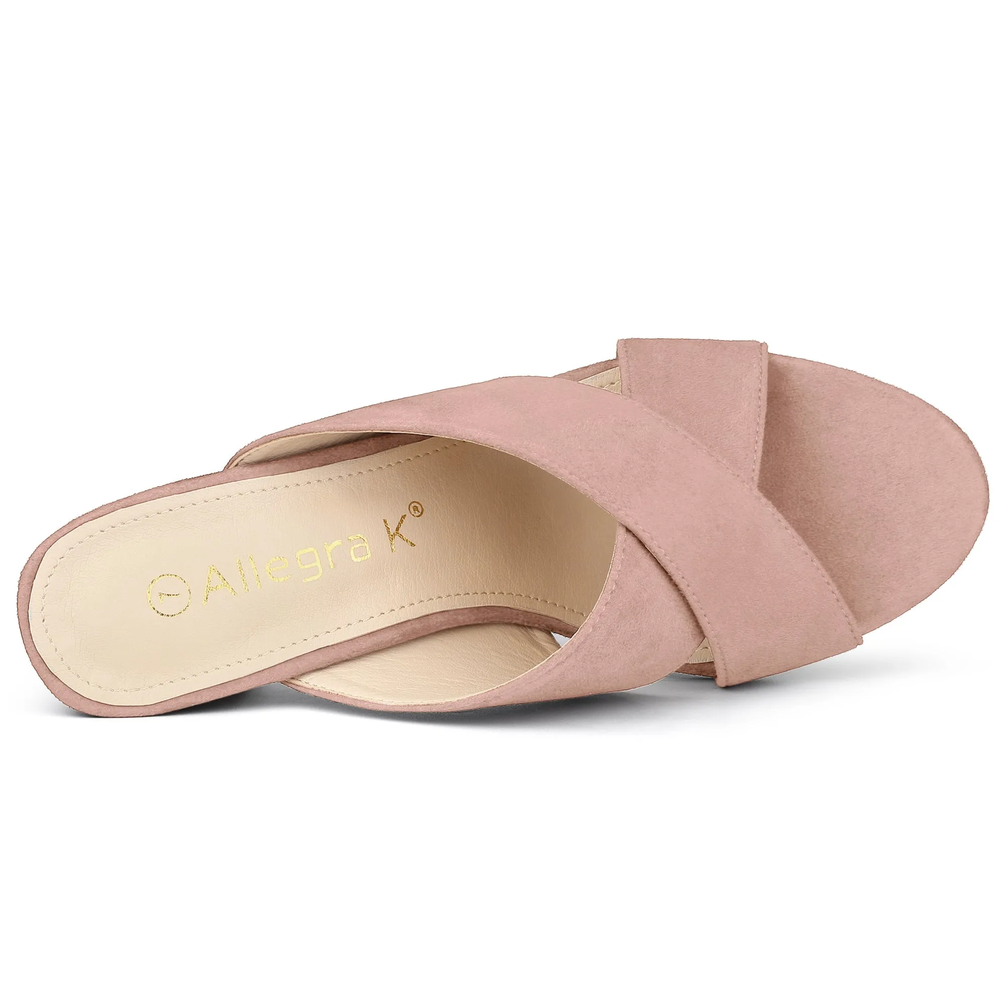 Crisscross Strap Block Heel Slide Sandals