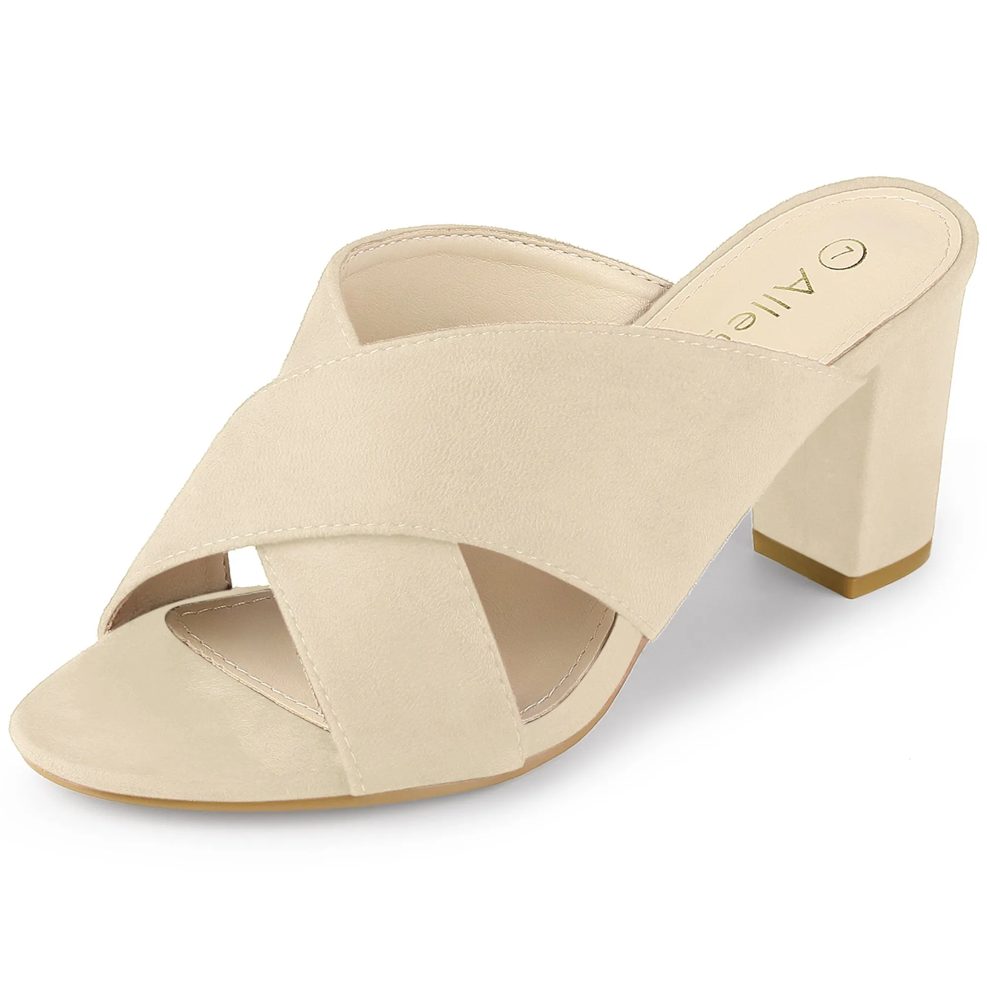 Crisscross Strap Block Heel Slide Sandals Sandals Emerald Bay