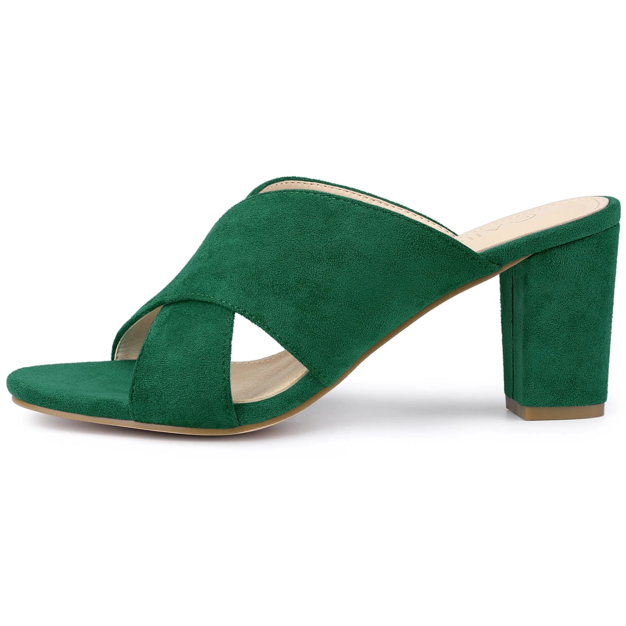 Crisscross Strap Block Heel Slide Sandals Sandals Wide Sizes