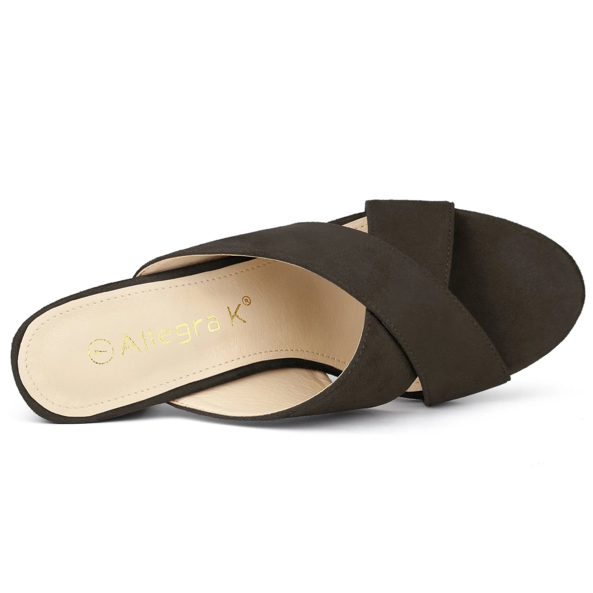 Crisscross Strap Block Heel Slide Sandals