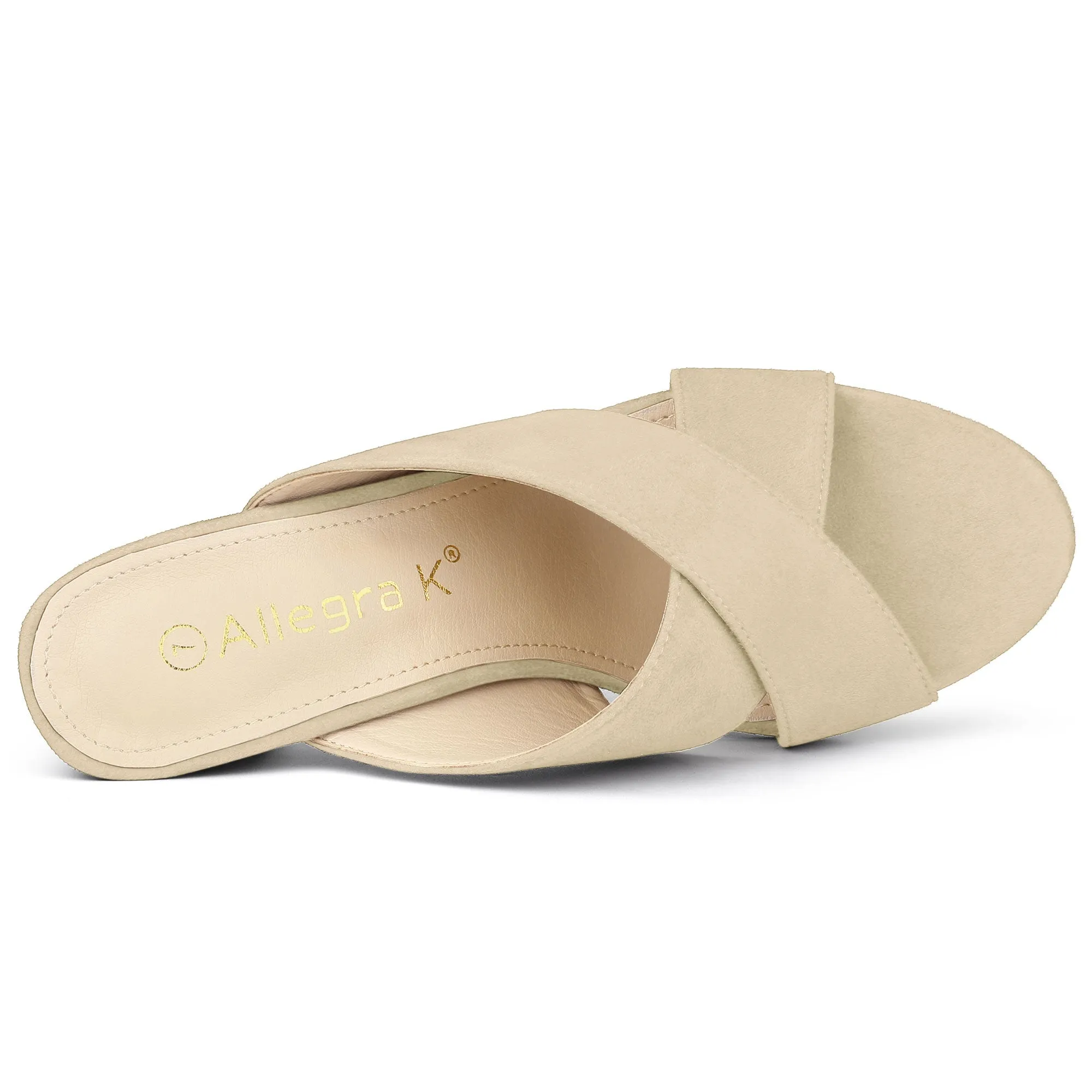 Crisscross Strap Block Heel Slide Sandals Flat Comfort Sandals