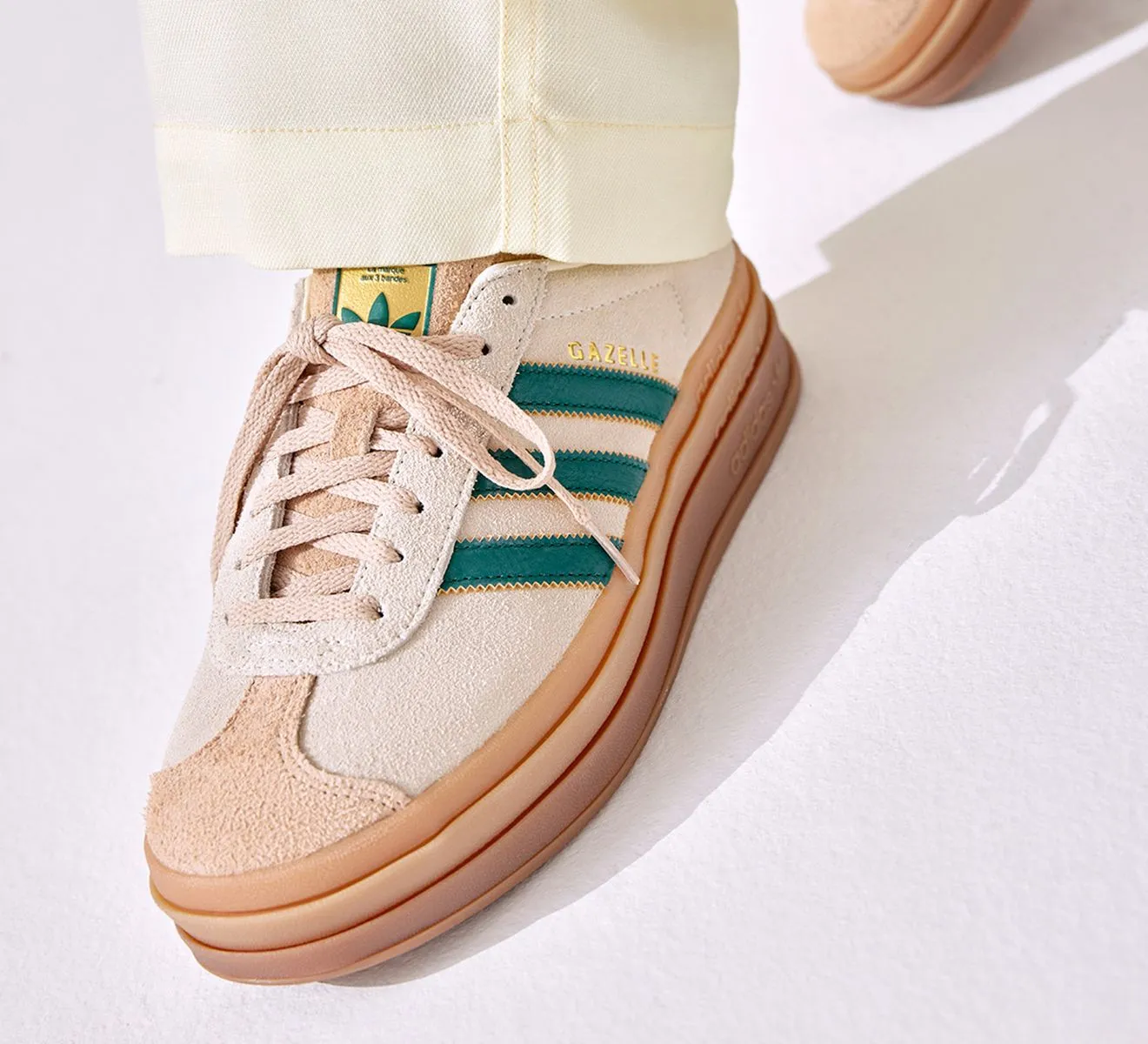 Adidas - Gazelle Bold Cream/Green Adidas Sambae Shoes