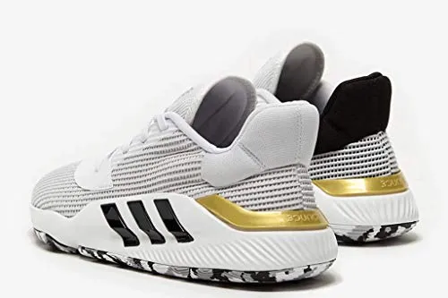 adidas Pro Bounce 2019 Low White/Black/Gold Basketball Shoes 10 Cloth Adidas Shoes
