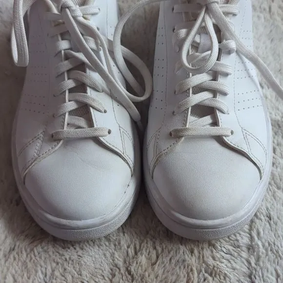 Adidas Women's Advantage Shoes Tennis Athletic White Pink Leather Size 7.5 Adidas Nizza Shoes