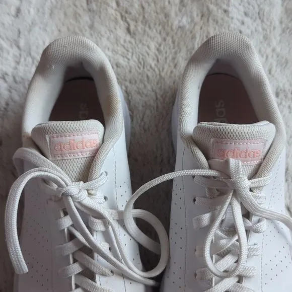 Cream Adidas Shoes Adidas Women's Advantage Shoes Tennis Athletic White Pink Leather Size 7.5