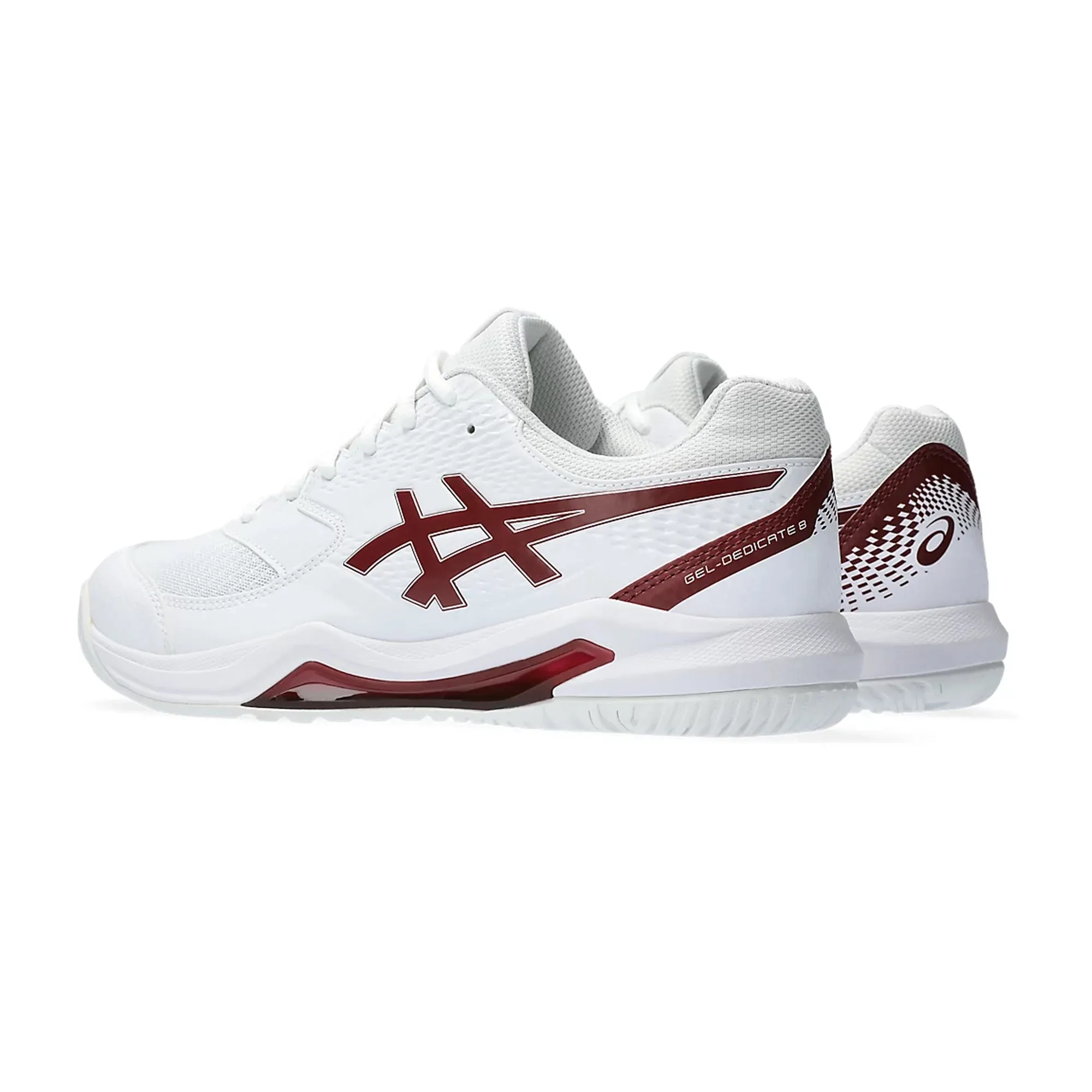 Asics Stability Shoes Running Asics Gel Dedicate 8 Tennis Shoes- White/Antique Red