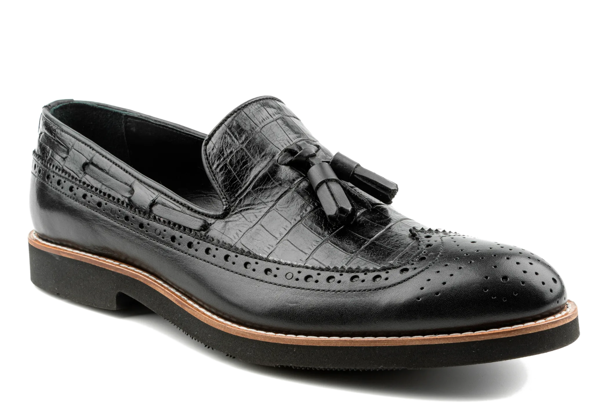 History Of Penny Loafers Alligator Pattern Embossed Leather Tassel Loafers, Longwing Black Leather Loafers for Men, Comfortable Leather Slip-On  Loafers Kea by Debbano