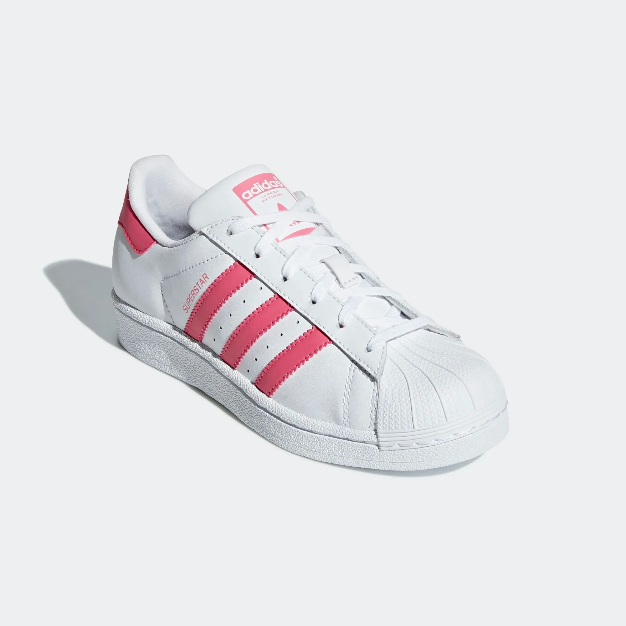 Adidas Vl Court Base Cblack Ftwwht Cblack Shoes Adidas Kid's Superstar Shoes - Cloud White / Real Pink