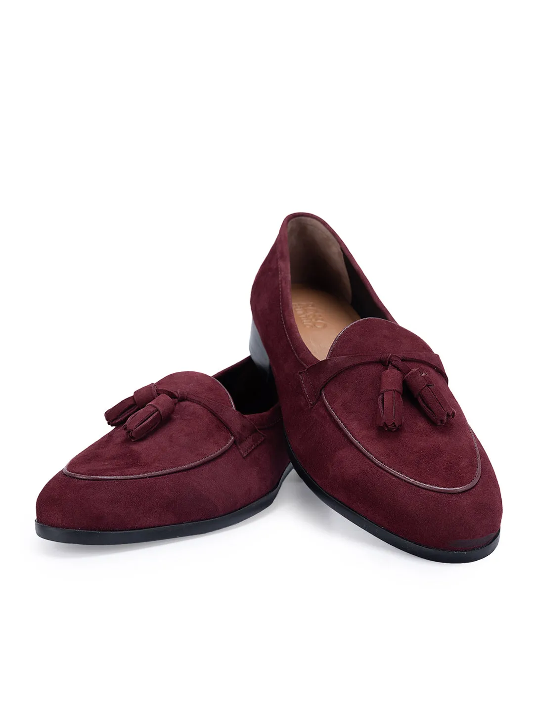 Loafers Plantar Fasciitis Burgundy Suede Loafers With Tassels