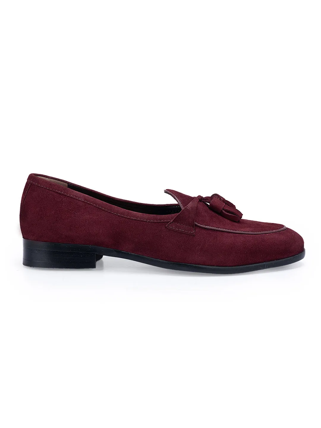 Burgundy Suede Loafers With Tassels Brown Driving Loafers