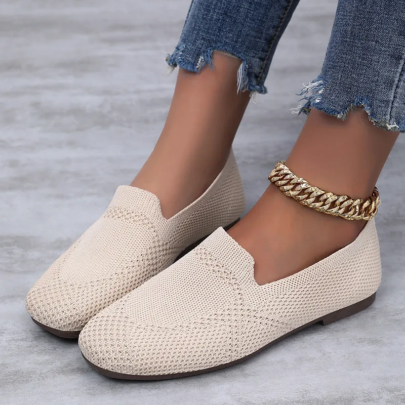 Flyknit Shoes Casual Flat Shoes Women Round Toe Flats Shoes