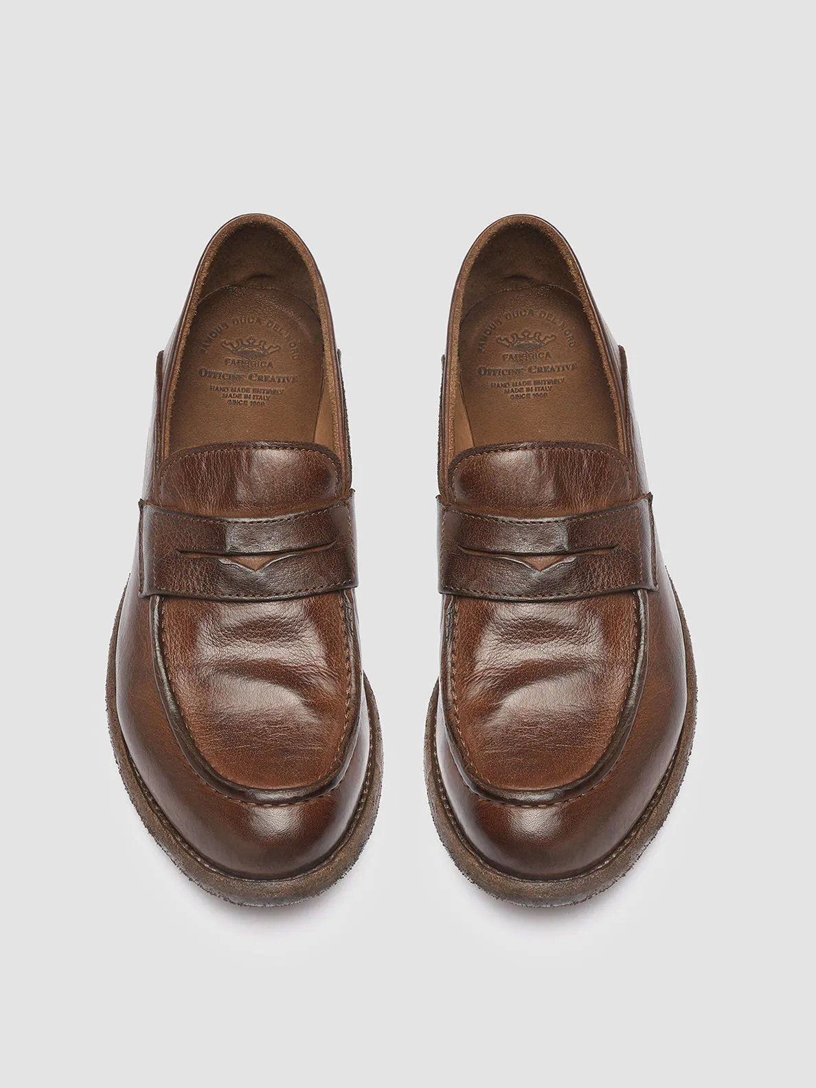 LEXIKON 140 - Brown Leather Penny Loafers Mercanti Fiorentini Loafers