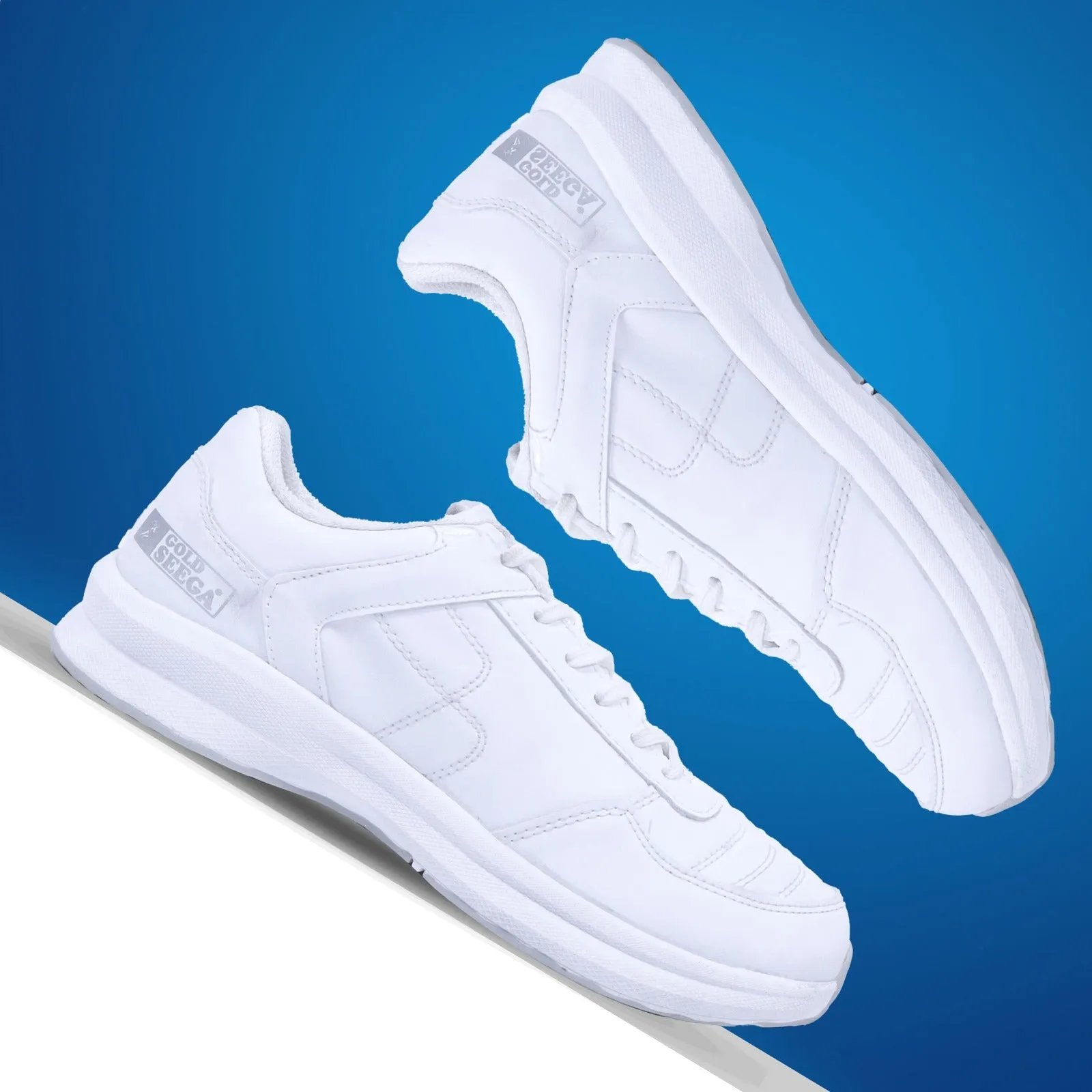 Gold Seega Rocker White Shoes For Men Handmade Casual Leather Shoes