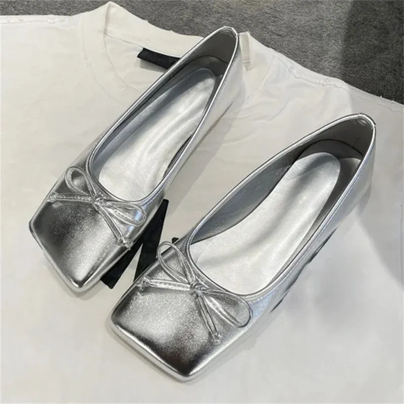 Scrunch Flat Shoes Aneikeh PU Sequined Cloth Flats Ladies Comfort Leisure ROME