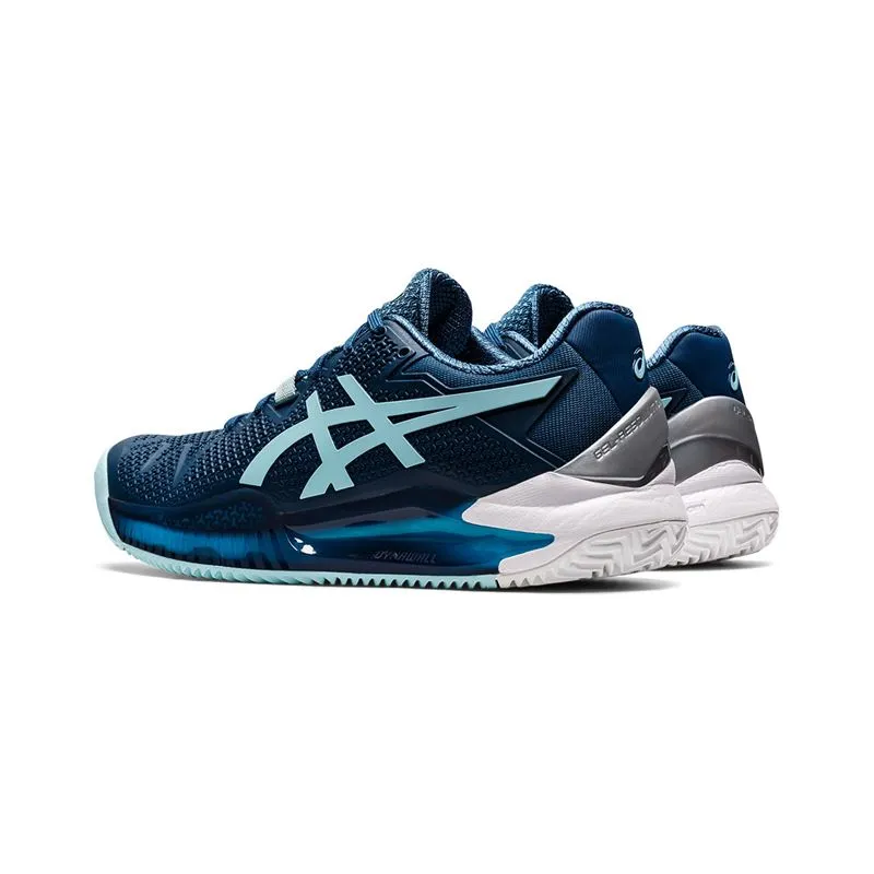 Asics Women`s GEL-Resolution 8 CLAY Tennis Shoes Light Indigo and Clear Blue Asics Matflex Wrestling Shoes