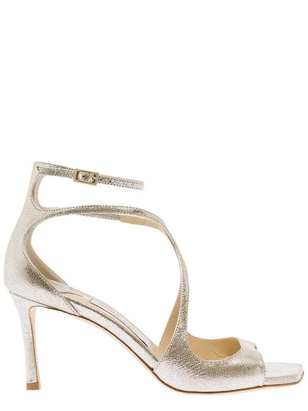 Wedge Flip Flop Sandals 'Azia' Champagne Sandals With Curved Straps In Glitter Leather Woman