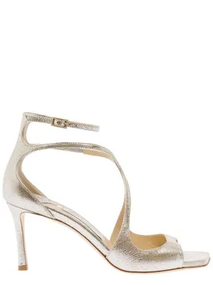 Keen Sandals 'Azia' Champagne Sandals With Curved Straps In Glitter Leather Woman