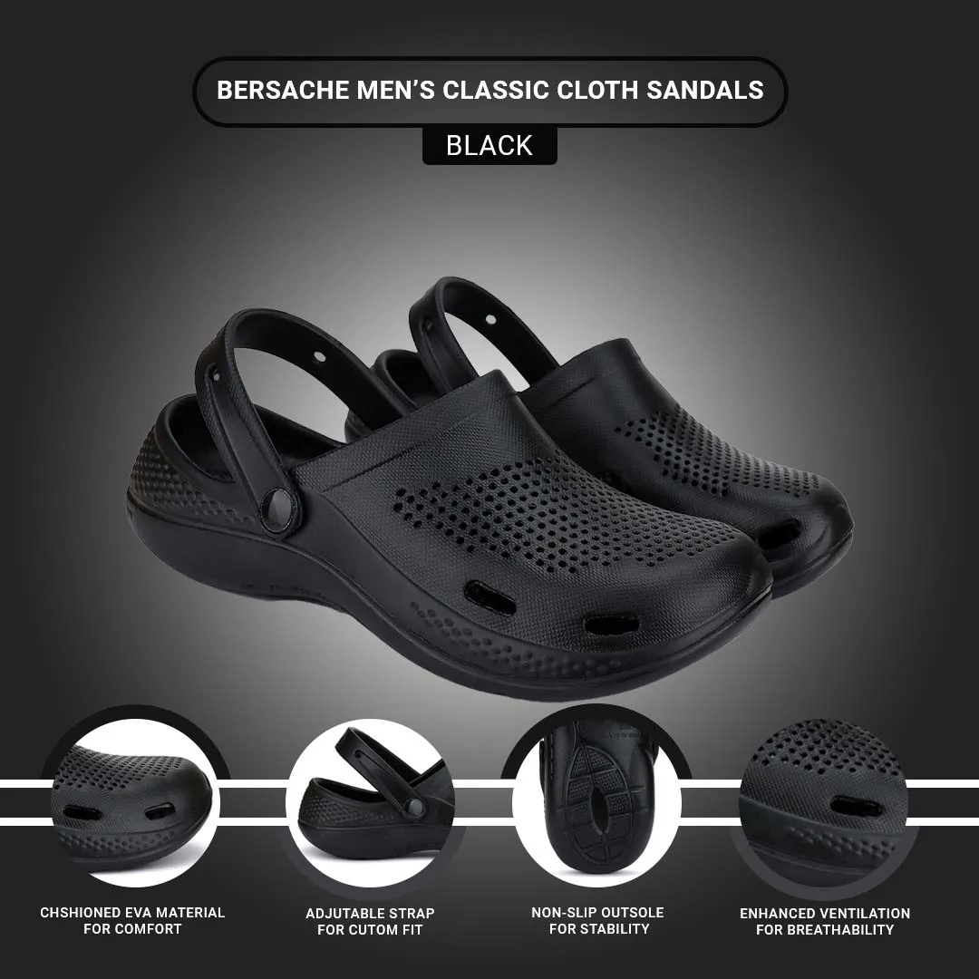 Bersache Extra Soft Classic Casual with  Regular wear with Ultra Soft & Flexibility Technology Clogs for Men's & Boy's- 6011- Black Gucci Slides Pearl