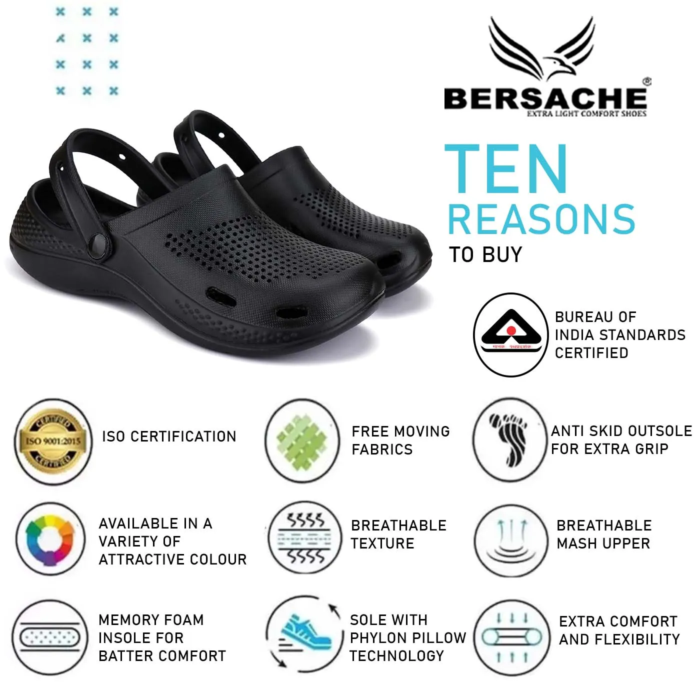 Bersache Extra Soft Classic Casual with  Regular wear with Ultra Soft & Flexibility Technology Clogs for Men's & Boy's- 6011- Black Slippers San Francisco