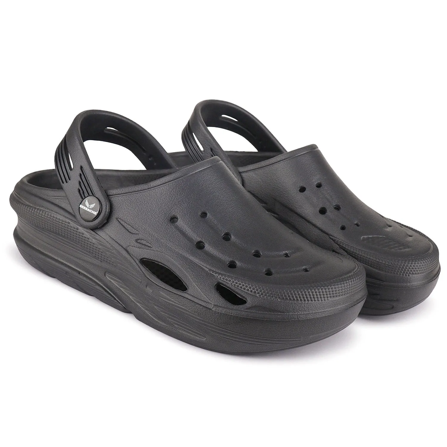 Bersache Extra Soft Classic Casual with  Regular wear with Ultra Soft & Flexibility Technology Clogs for Men's & Boy's 6070-dark Gray Slippers With Nut Logo