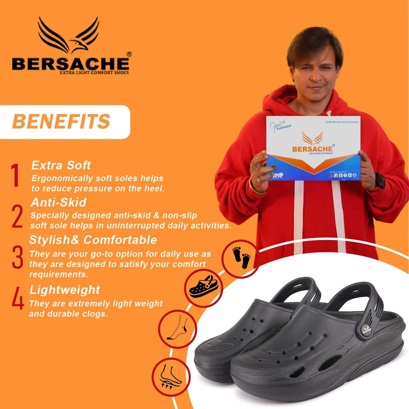 Plantar Fasciitis Slides Bersache Extra Soft Classic Casual with  Regular wear with Ultra Soft & Flexibility Technology Clogs for Men's & Boy's 6070-dark Gray