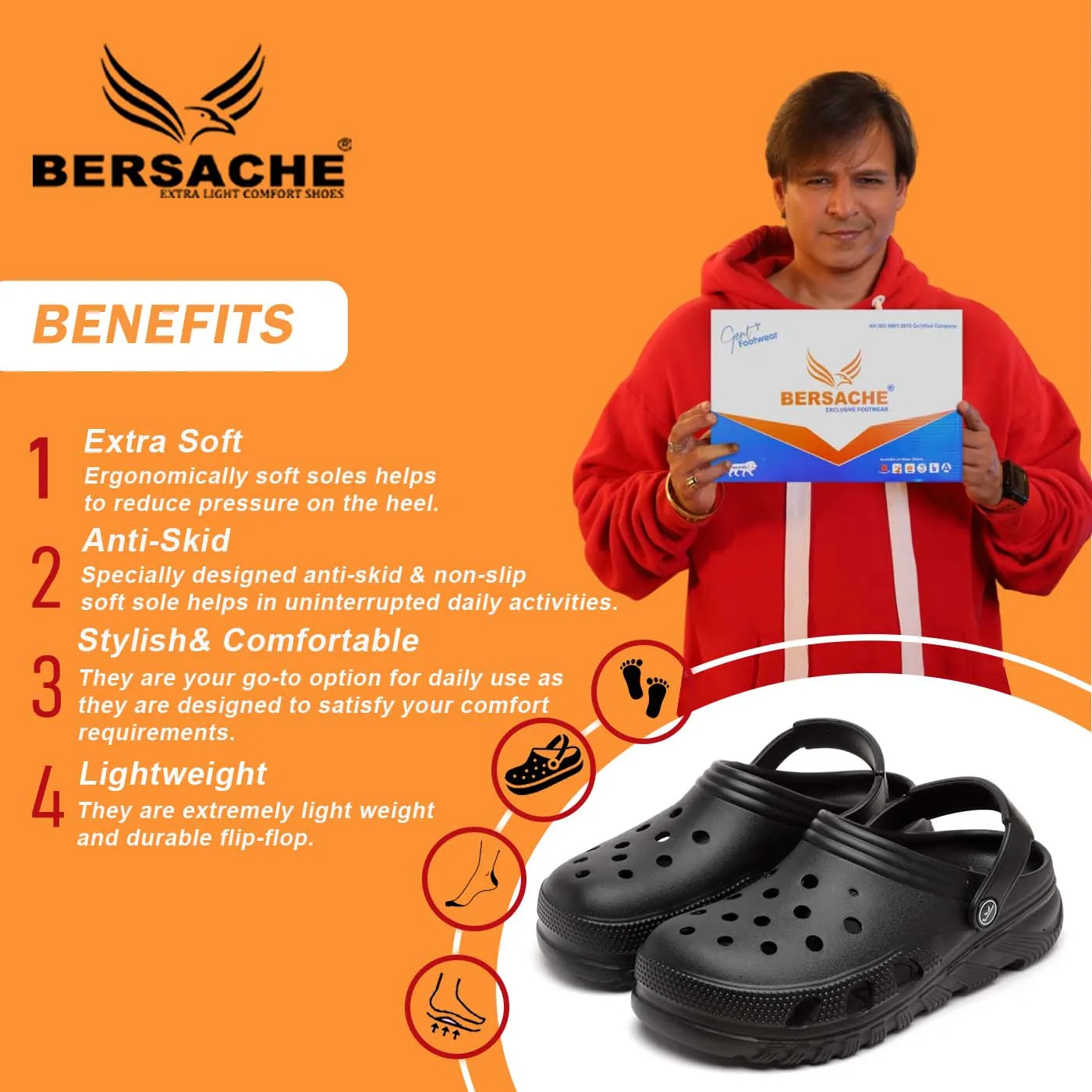 Fairytale Slippers Bersache Extra Soft Classic Casual with  Regular wear with Ultra Soft & Flexibility Technology Flip Flop for Men's & Boy's (6094-Black)