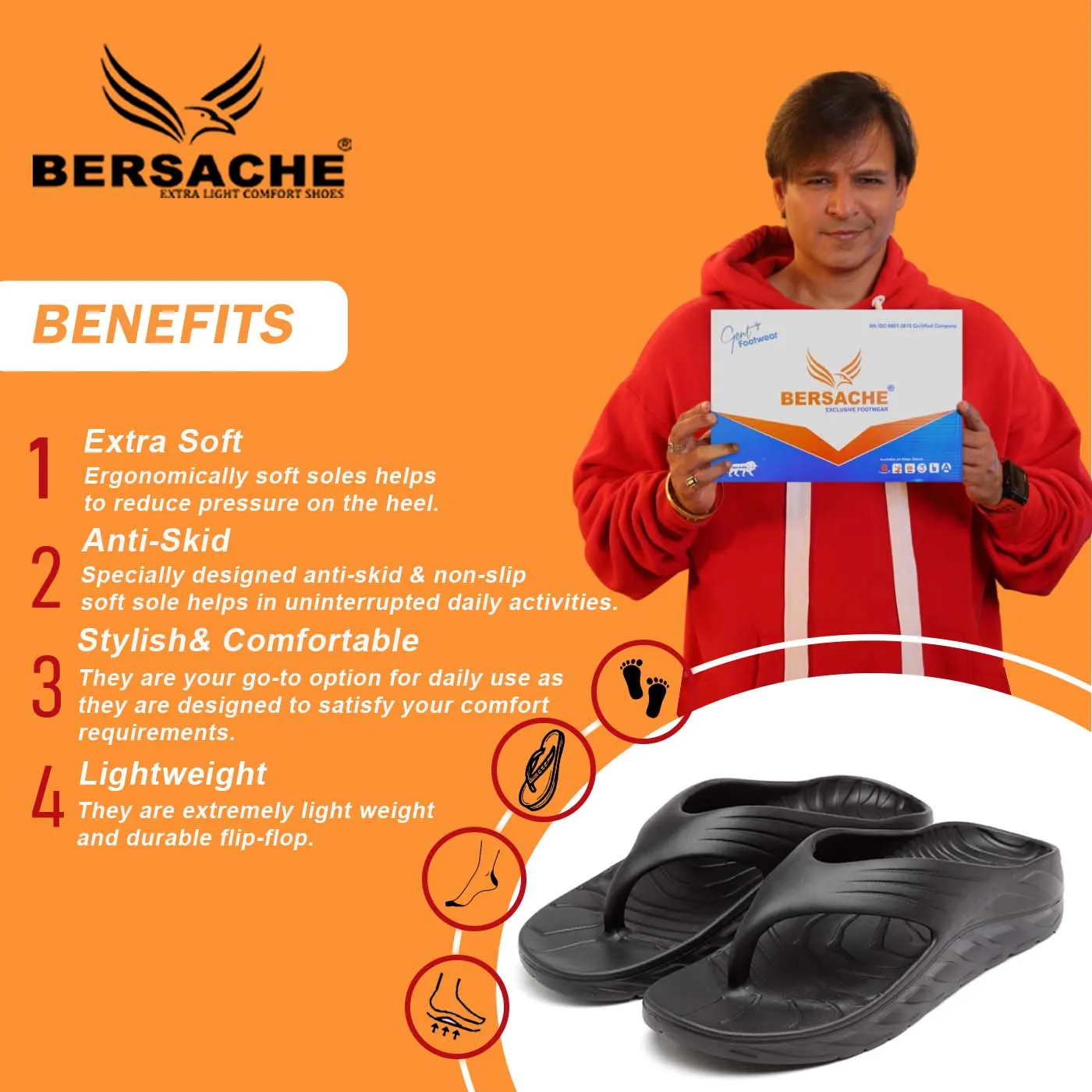 Bersache Extra Soft Classic Casual with  Regular wear with Ultra Soft & Flexibility Technology Flip Flop for Men's & Boy's (6097-Black) Suede Fluff Slippers Tizzey