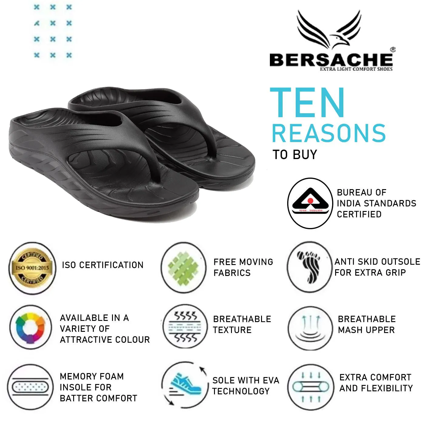 Mademoiselle Vs Ballet Slippers Bersache Extra Soft Classic Casual with  Regular wear with Ultra Soft & Flexibility Technology Flip Flop for Men's & Boy's (6097-Black)