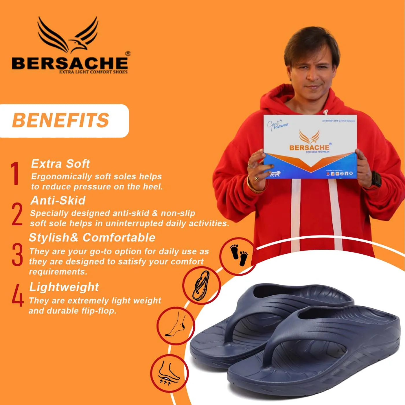 Bersache Extra Soft Classic Casual with  Regular wear with Ultra Soft & Flexibility Technology Flip Flop for Men's & Boy's (6098-Blue) Tasman Slippers Driftwood