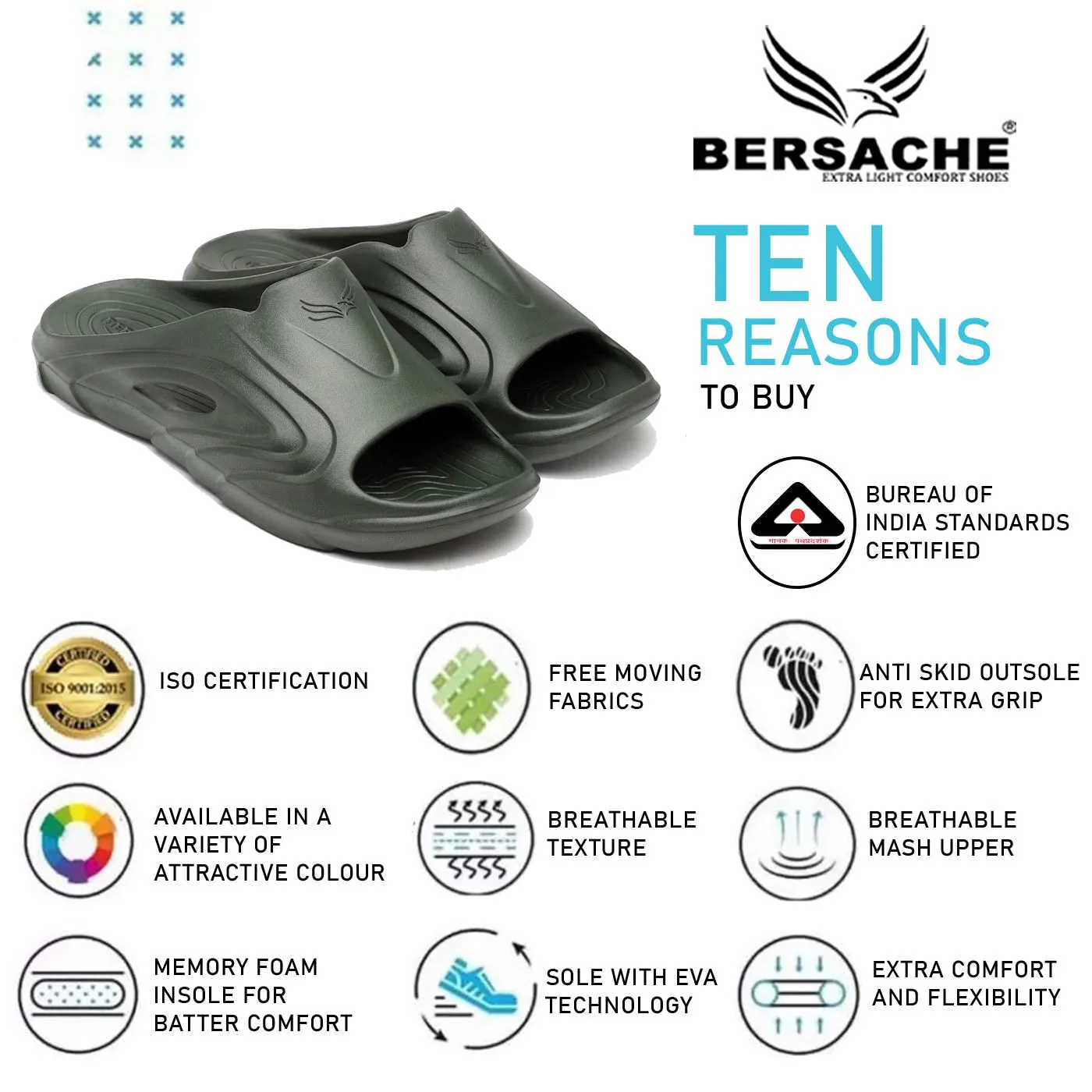 Plague Doctor Slippers Bersache Extra Soft Classic Casual with  Regular wear with Ultra Soft & Flexibility Technology Flip Flop for Men's & Boy's (6116-Green)
