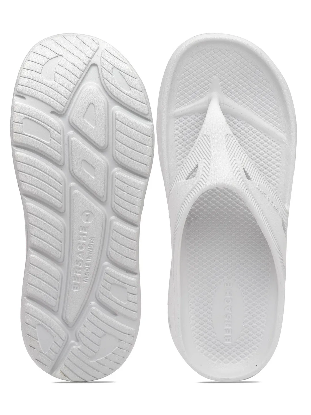 Bersache Extra Soft Classic Casual with  Regular wear with Ultra Soft & Flexibility Technology Flip Flop for Men's & Boy's (6120-White) Slippers For Cold Feet
