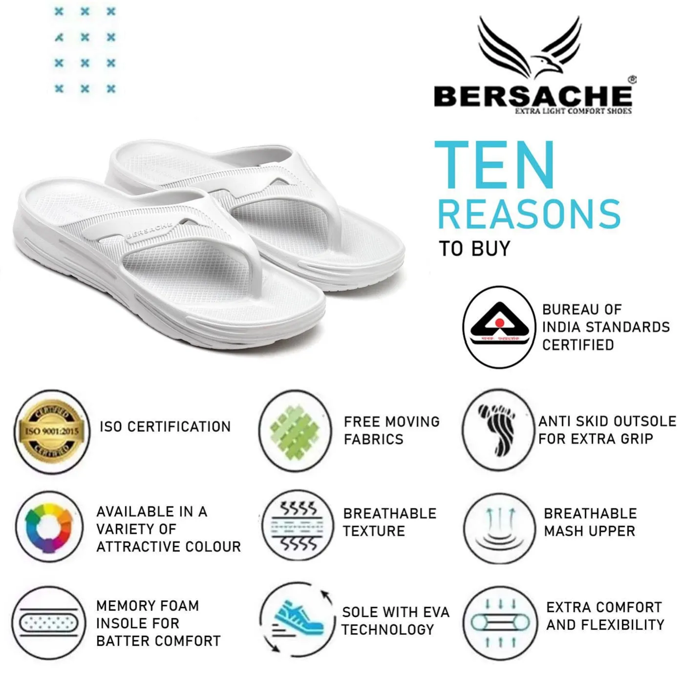 Barefoot Slides Bersache Extra Soft Classic Casual with  Regular wear with Ultra Soft & Flexibility Technology Flip Flop for Men's & Boy's (6120-White)
