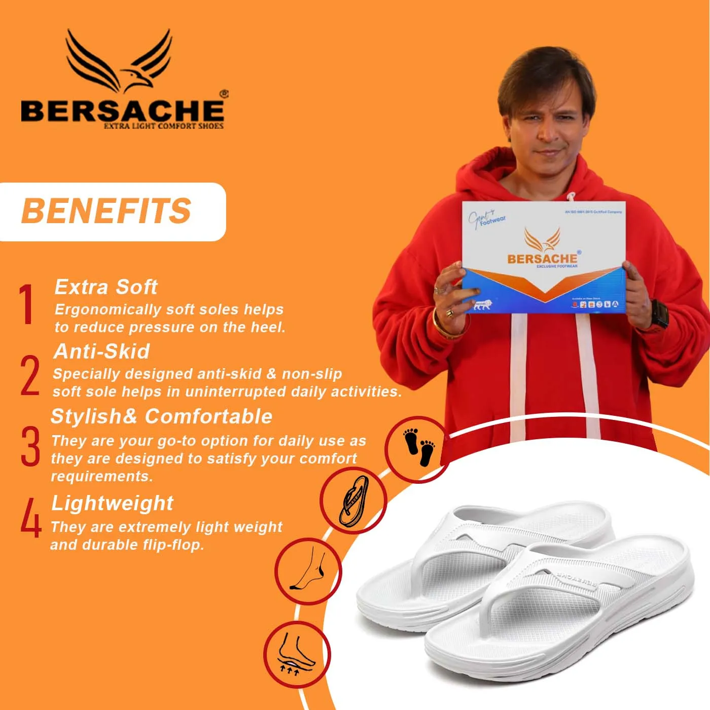 Slip Platform Tazz Bersache Extra Soft Classic Casual with  Regular wear with Ultra Soft & Flexibility Technology Flip Flop for Men's & Boy's (6120-White)