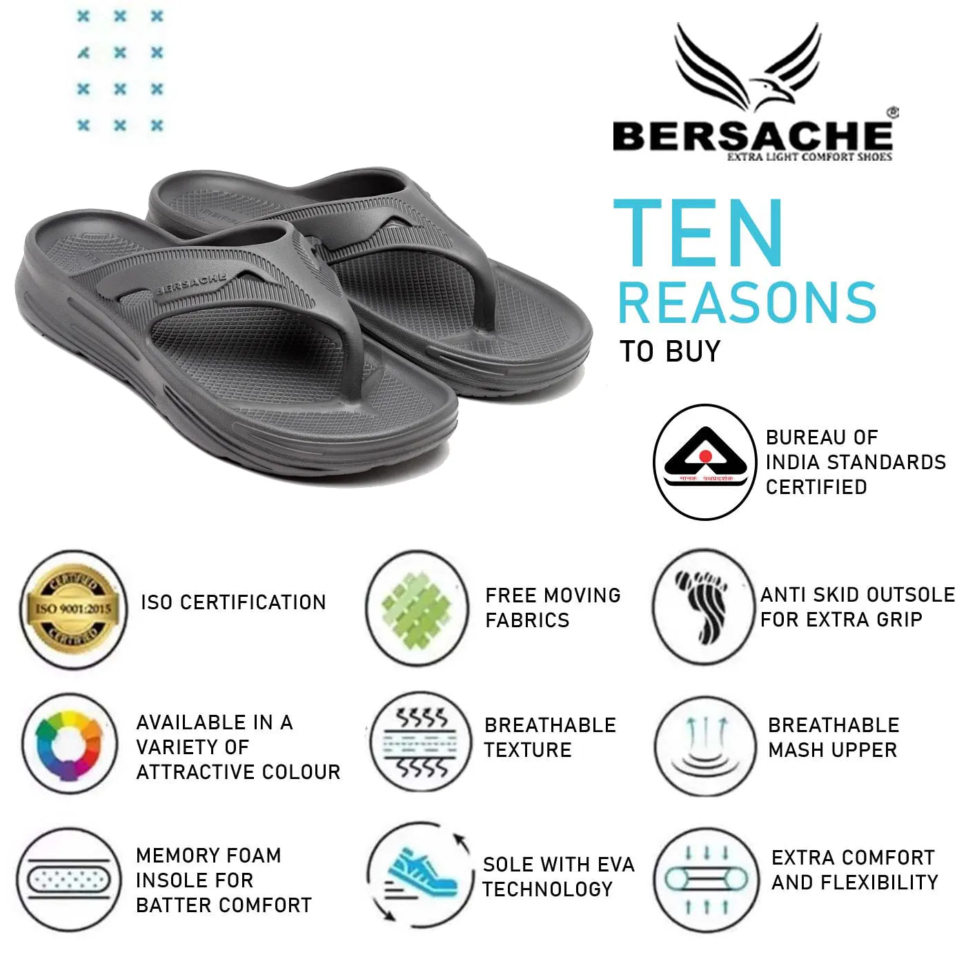 Bersache Extra Soft Classic Casual with  Regular wear with Ultra Soft & Flexibility Technology Flip Flop for Men's & Boy's (6122-Grey) Slippers Sparkly