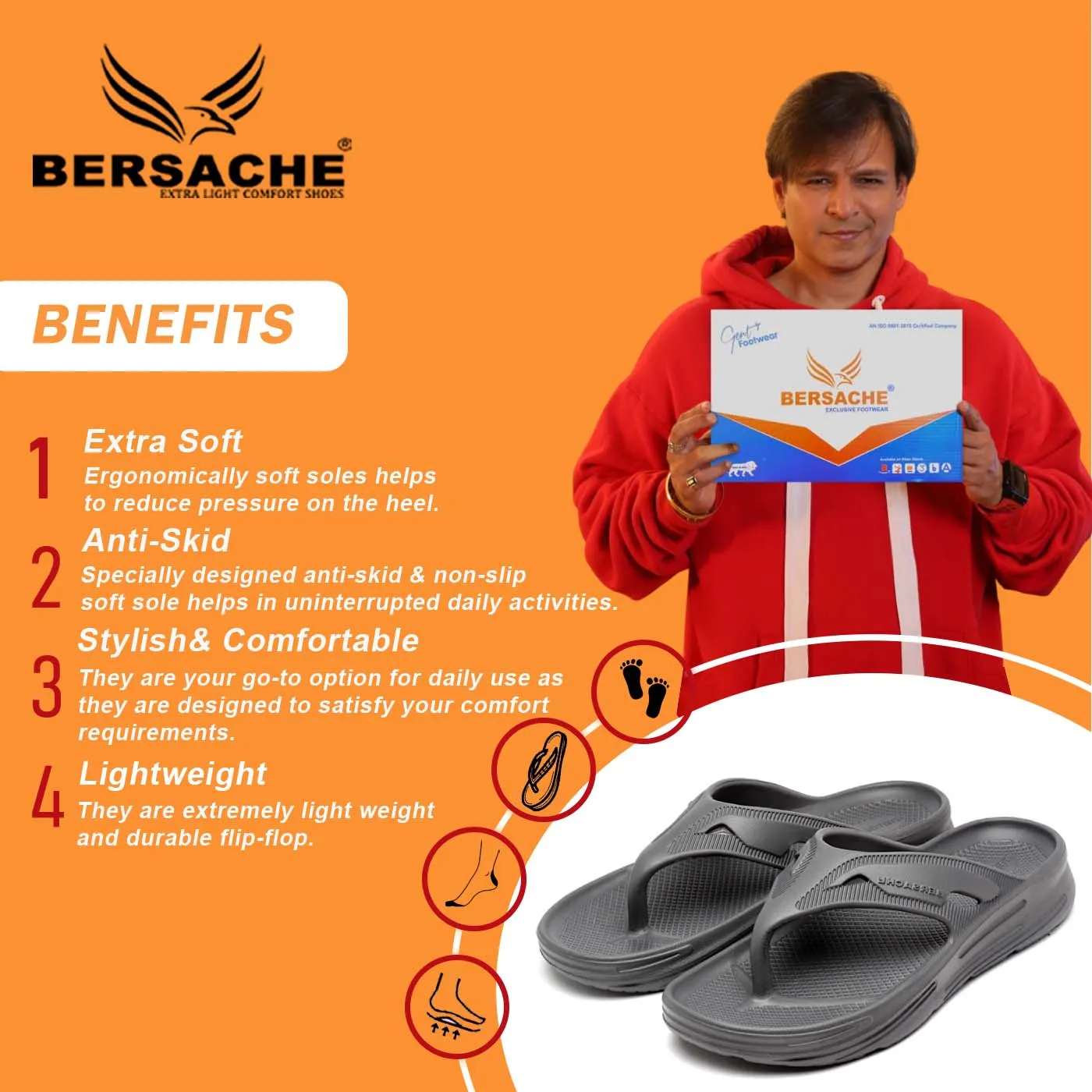 Bersache Extra Soft Classic Casual with  Regular wear with Ultra Soft & Flexibility Technology Flip Flop for Men's & Boy's (6122-Grey) Ugly Slippers Funny