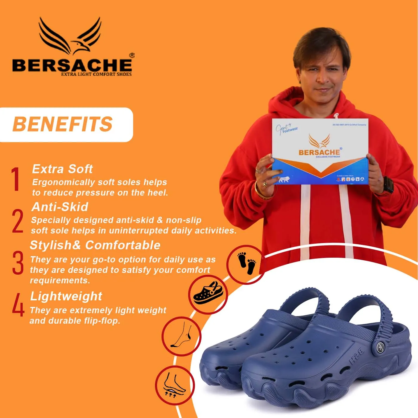 Bersache Extra Soft Classic Casual with  Regular wear with Ultra Soft & Flexibility Technology Flip Flop for Men's & Boy's (6134 Blue) Sandals Back Strap