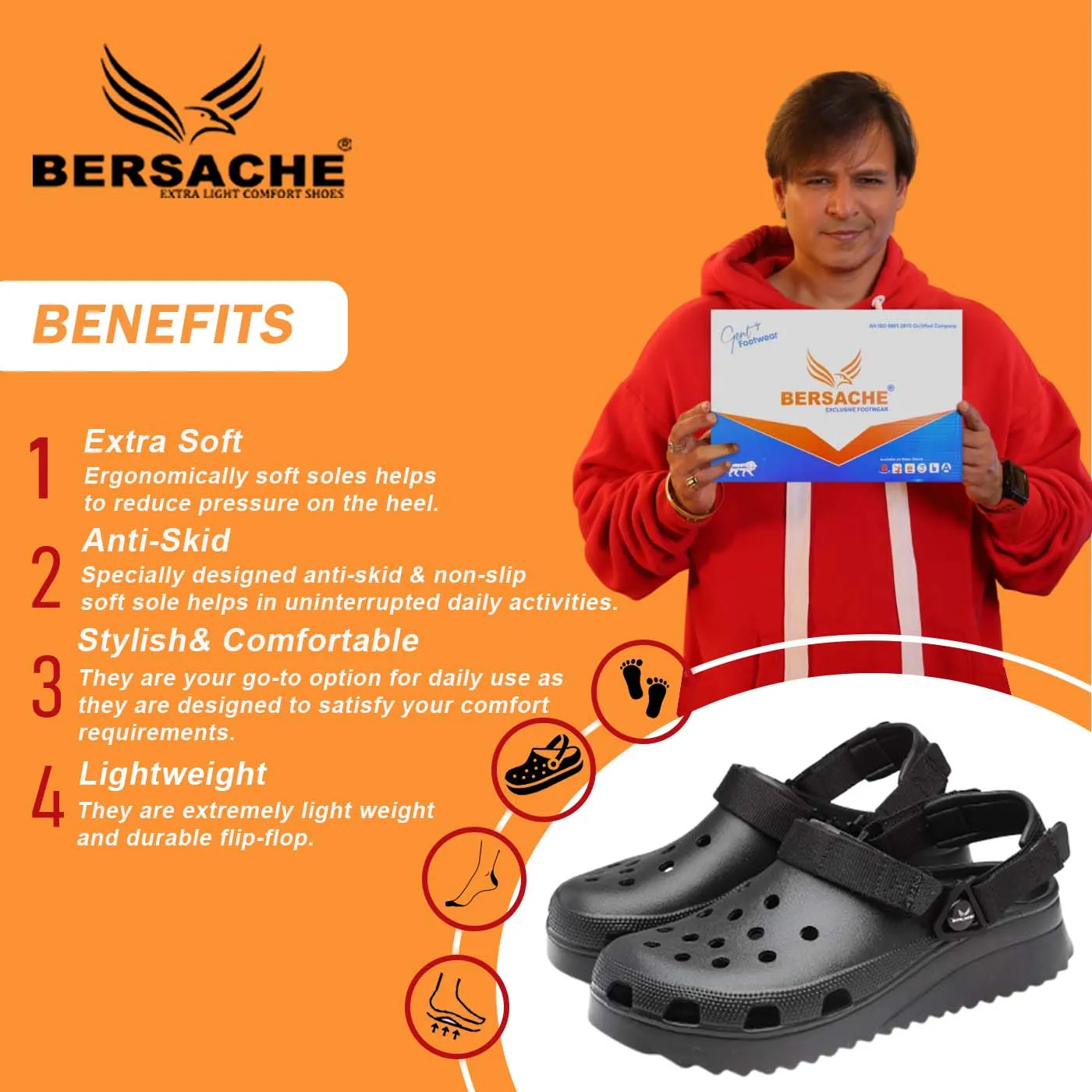 Kohls Slippers Bersache Extra Soft Classic Casual with  Regular wear with Ultra Soft & Flexibility Technology Flip Flop for Men's & Boy's (6137-Black)