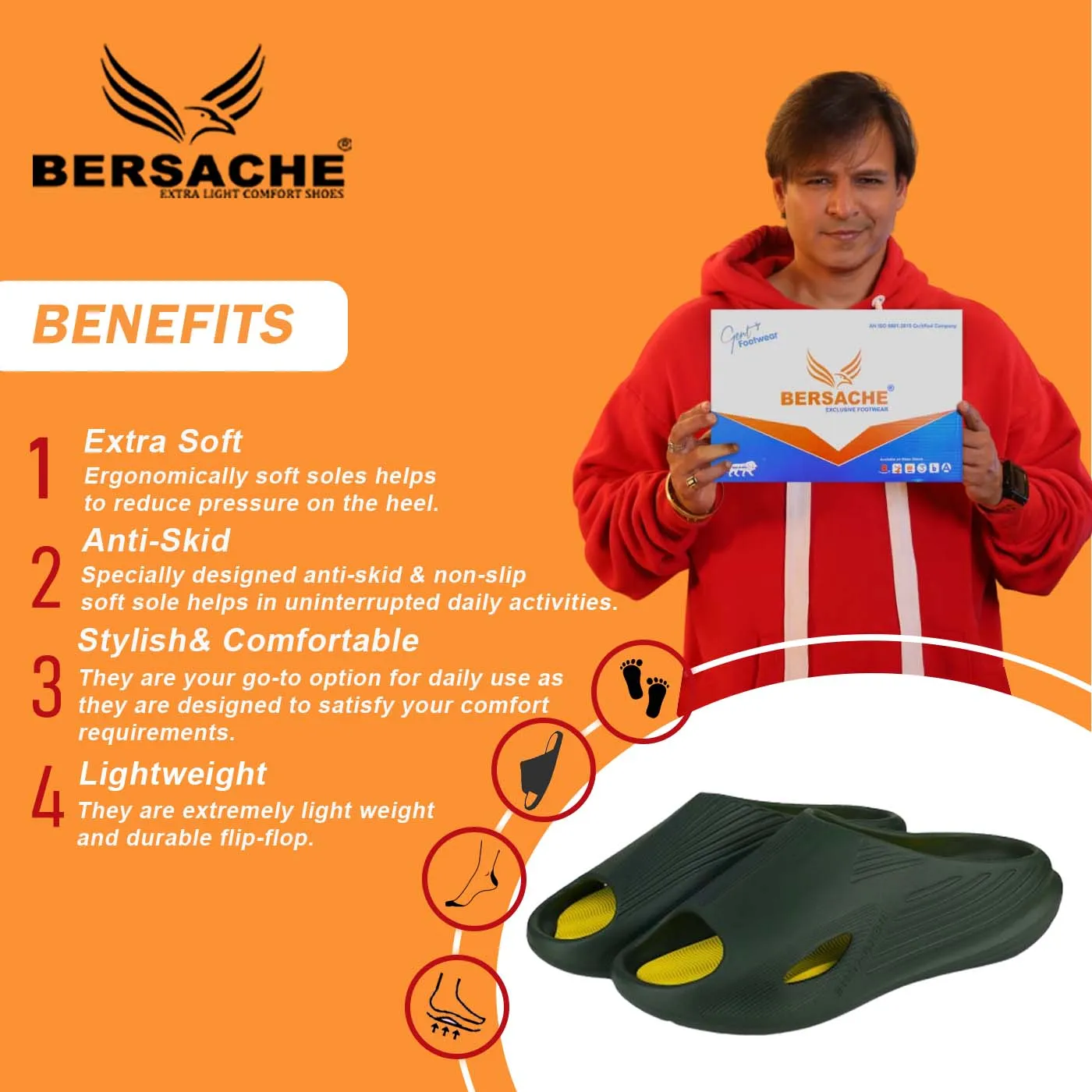 Oogie Boogie Slippers Bersache Extra Soft Classic Casual with  Regular wear with Ultra Soft & Flexibility Technology Flip Flop for Men's & Boy's (6146-Green)