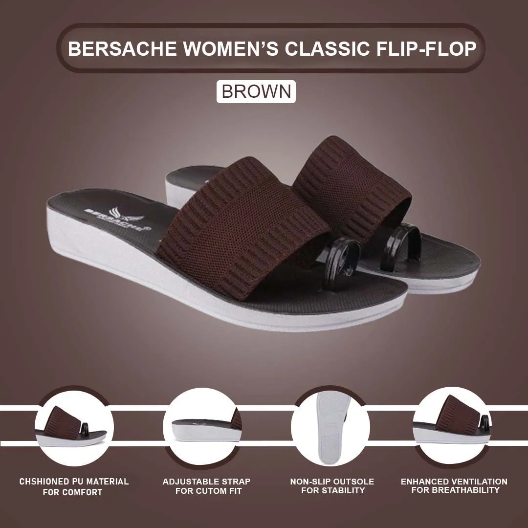 Feathery Slippers Bersache Extra Soft Classic Casual with  Regular wear with Ultra Soft & Flexibility Technology Flip Flop For Women's/Girl's-(6152-Brown)