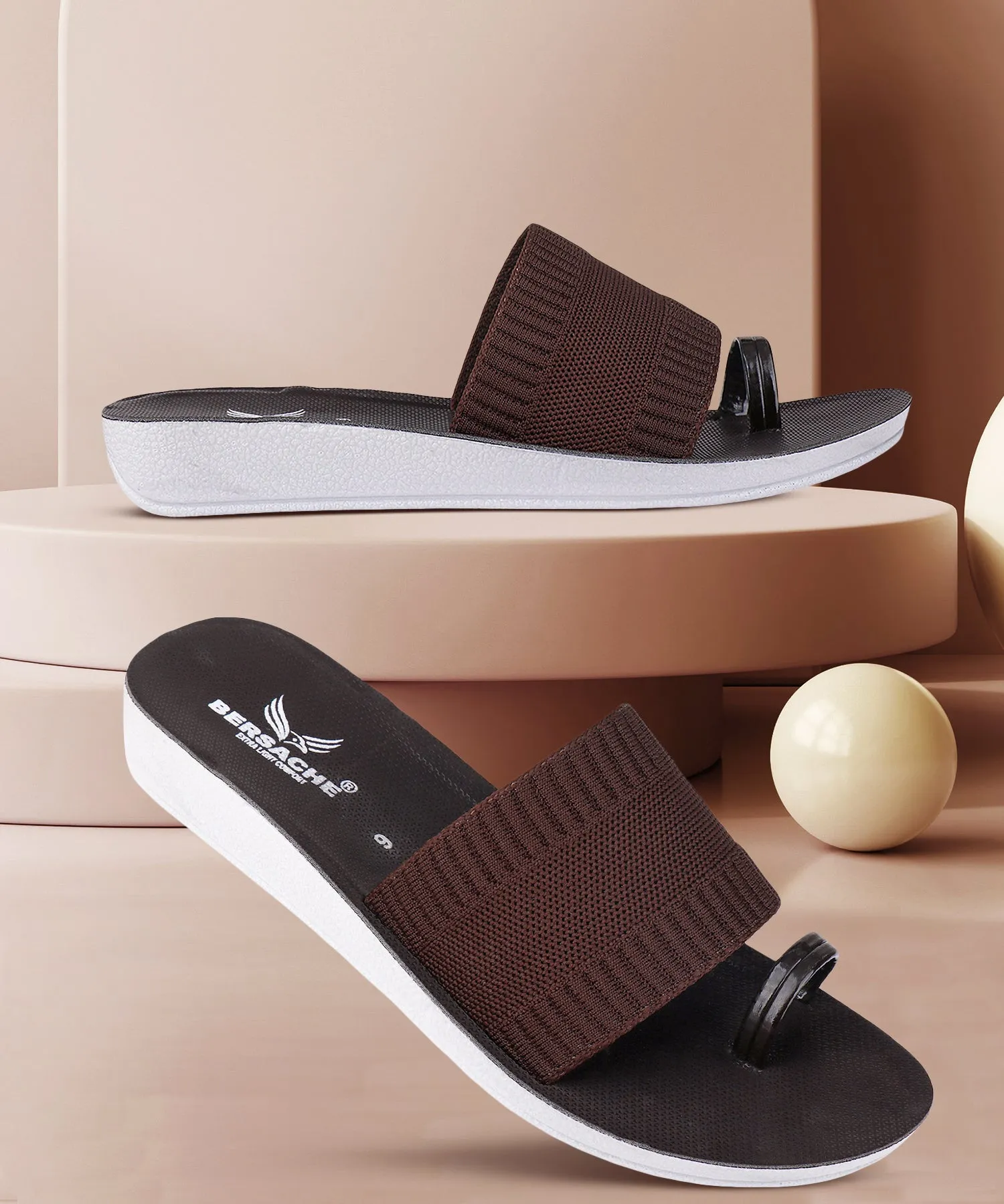 Non Slip Slippers For Elderly Man Bersache Extra Soft Classic Casual with  Regular wear with Ultra Soft & Flexibility Technology Flip Flop For Women's/Girl's-(6152-Brown)